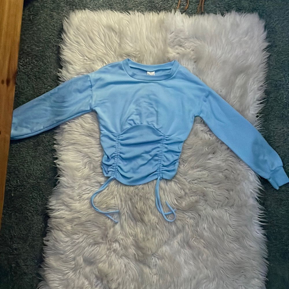 Blue NO BO crop top